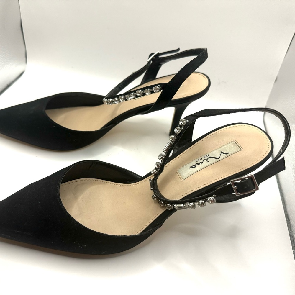 Nina Black Heels with Silver Accents